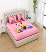 Runjhun 100% cotton mickey mouse printed double bedsheet with 2 pillow covers