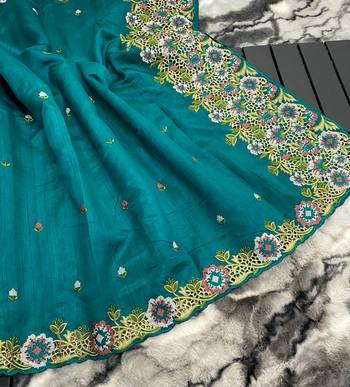 Pure Tussar Silk Blend Saree With Contrast Embroidery  5