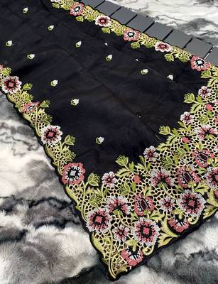 Pure Tussar Silk Blend Saree With Contrast Embroidery  5