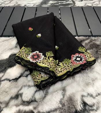 Pure Tussar Silk Blend Saree With Contrast Embroidery  6