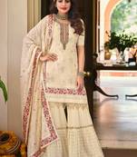 Cream Georgette Designer Salwar Kameez 