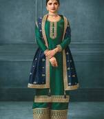 Dark Teal Silk Blend Georgette Designer Salwar Suit