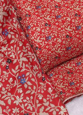 Red spun cotton winter collection unstitched suit with spun cotton dupatta 2