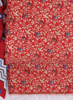 Red spun cotton winter collection unstitched suit with spun cotton dupatta 4