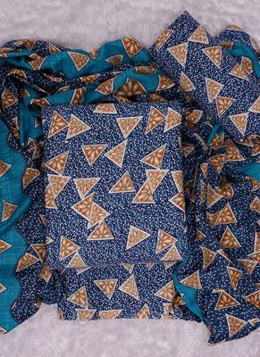 Blue spun cotton winter collection unstitched suit with spun cotton dupatta 1