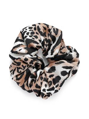 Laida women set of 4 brown & black animal print soft scrunchies 4