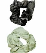  Black & Green Silk Scrunchies