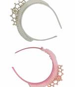  Crown Princess Pink & White Set of 2 Charming Hairband