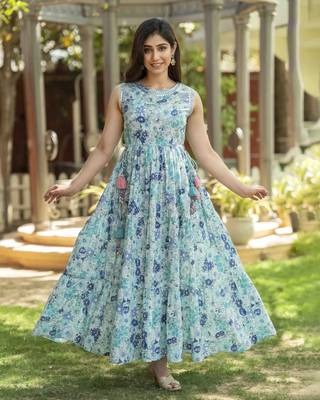 Cotton floral maxi dress for women girls 1