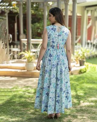 Cotton floral maxi dress for women girls 4