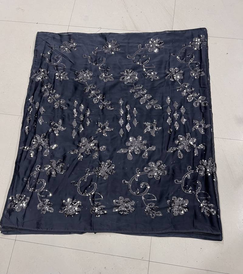 Slate Grey Color Sequence Silk Designer Saree With  Silk Sequence Blouse