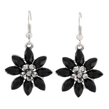 Charming Black Silver Oxidised Dangler Earrings 1