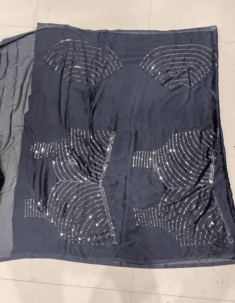 Slate Grey Color Sequence Silk Designer Saree With  Silk Sequence Blouse