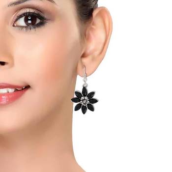 Charming Black Silver Oxidised Dangler Earrings 2