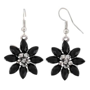 Charming Black Silver Oxidised Dangler Earrings 3