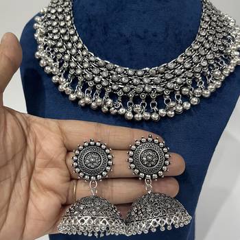 Oxidised Ghunghroo Choker Set 4