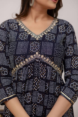 Womens Rayon Printed Black Designer Flared Gown Cum Kurti  3