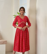 Bloom Red Flared Rayon Kurti