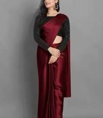 Bollywood Style Designer Satin Silk Saree Party Wear Saree Exclusive Saree With Sequence Work Blouse (Unstitched)