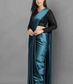 Bollywood Style Designer Satin Silk Saree Party Wear Saree Exclusive Saree With Sequence Work Blouse (Unstitched)