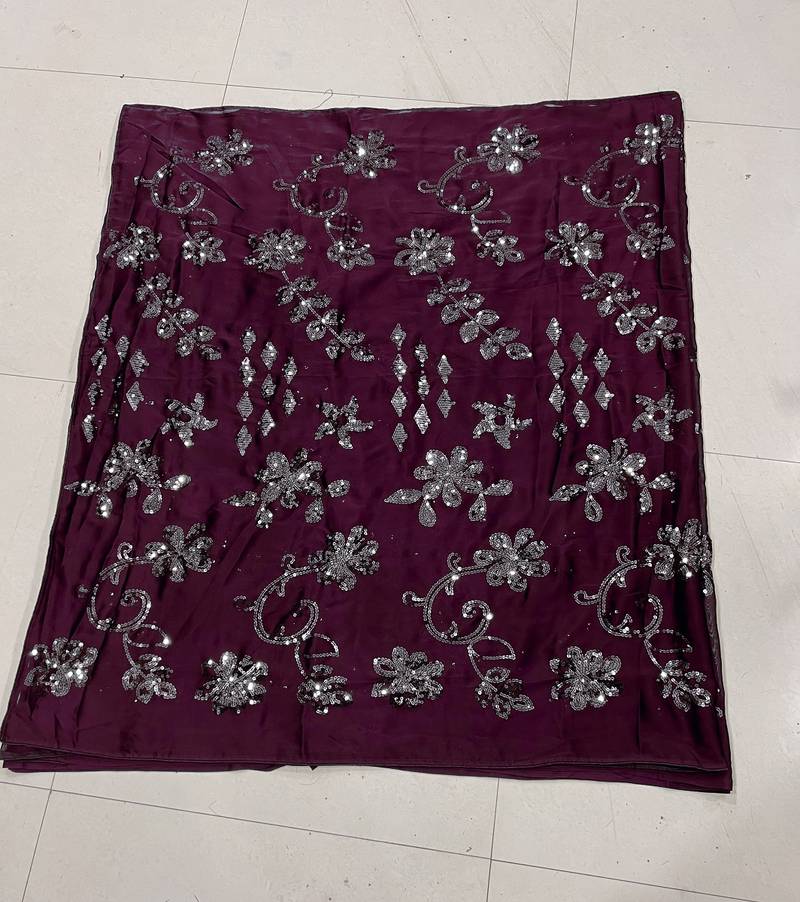 Wine color sequence silk designer saree with  silk sequence blouse