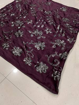 Wine color sequence silk designer saree with  silk sequence blouse 7