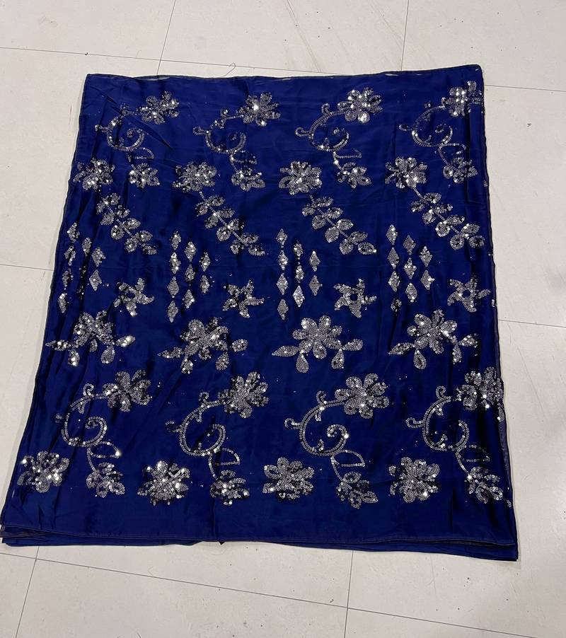 Navy blue color sequence silk designer saree with  silk sequence blouse