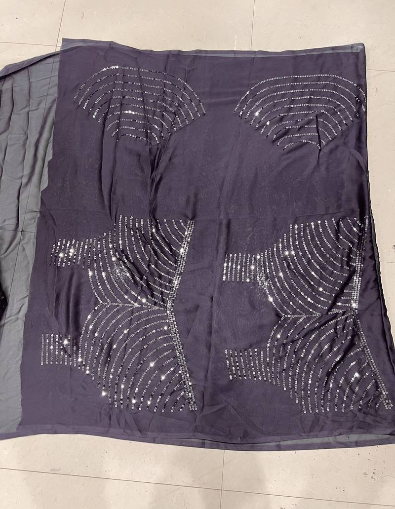 Lavendar Color Sequence Silk Designer Saree With  Silk Sequence Blouse