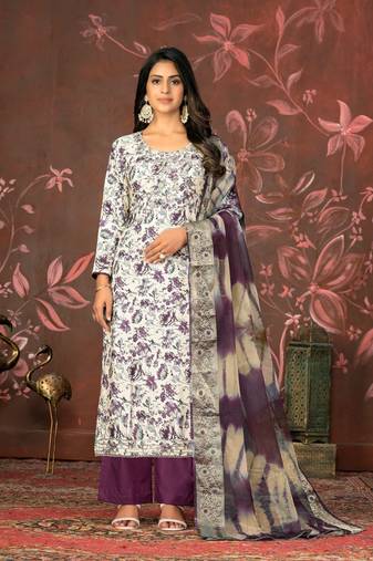 Wine Woven Designer  Hand Work Cotton Semi Stitched Pant Party Wear Salwarsuit