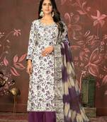 Wine Woven Designer  Hand Work Cotton Semi Stitched Pant Party Wear Salwarsuit