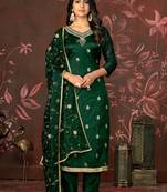 Green Woven Designer  Hand Work Organza Semi Stitched Pant Party Wear Salwarsuit