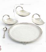 Swan Bowls And Tray Set In Enamel Polished Silver Plating