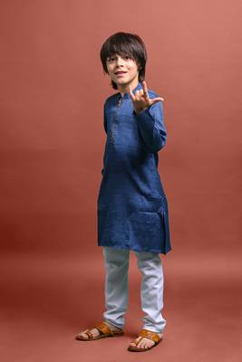 Vesham emblished kurta with pajama set for boys 4