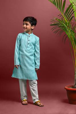 Vesham emblished kurta with pajama set for boys 4