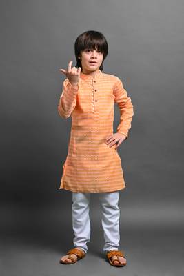 Vesham emblished kurta with pajama set for boys 4