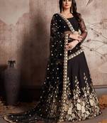 Black & White Solid Semi-Stitched Myntra Lehenga & Unstitched Blouse with Dupatta