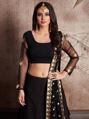 Black & White Solid Semi-Stitched Myntra Lehenga & Unstitched Blouse with Dupatta 3