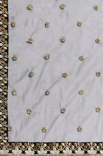Black & White Solid Semi-Stitched Myntra Lehenga & Unstitched Blouse with Dupatta