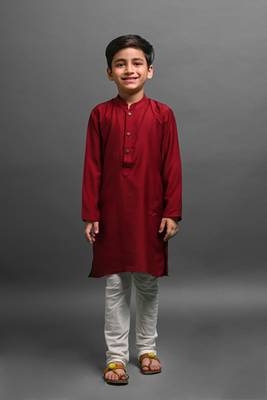 Vesham solid maroon kurta with pajama for kid 1