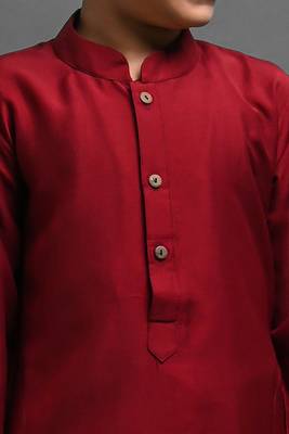 Vesham solid maroon kurta with pajama for kid 3
