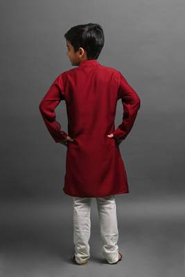 Vesham solid maroon kurta with pajama for kid 4