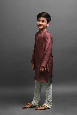 Vesham solid brown kurta with pajama for kid 2