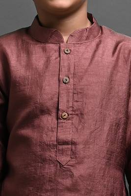 Vesham solid brown kurta with pajama for kid 3