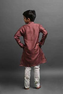 Vesham solid brown kurta with pajama for kid 4