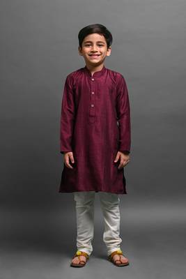 Vesham solid wine kurta with pajama for kid 1