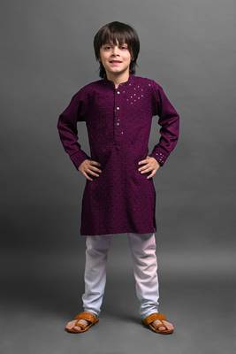 Vesham embroidred kurta with pajama set for boys 1
