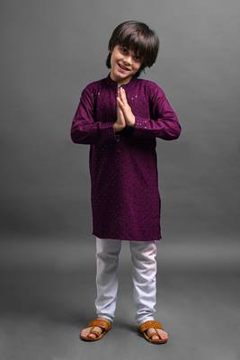 Vesham embroidred kurta with pajama set for boys 4