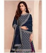 Blue Heavy Chinon Silk Indowestern Punjabi Salwar Suit