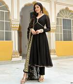 Designer Balck Georgette Anarkali gown with golden lace work with Heavy hand embroidered dupatta 