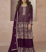 Purple festival wear embroidered salwar kameez